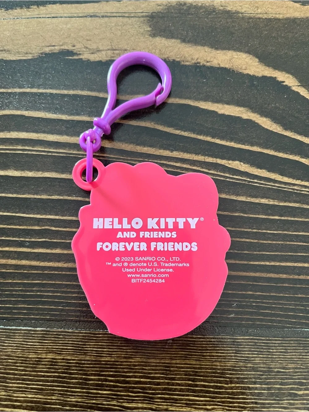 Sanrio Hello Kitty Hot Pink Tag with Purple Clip
